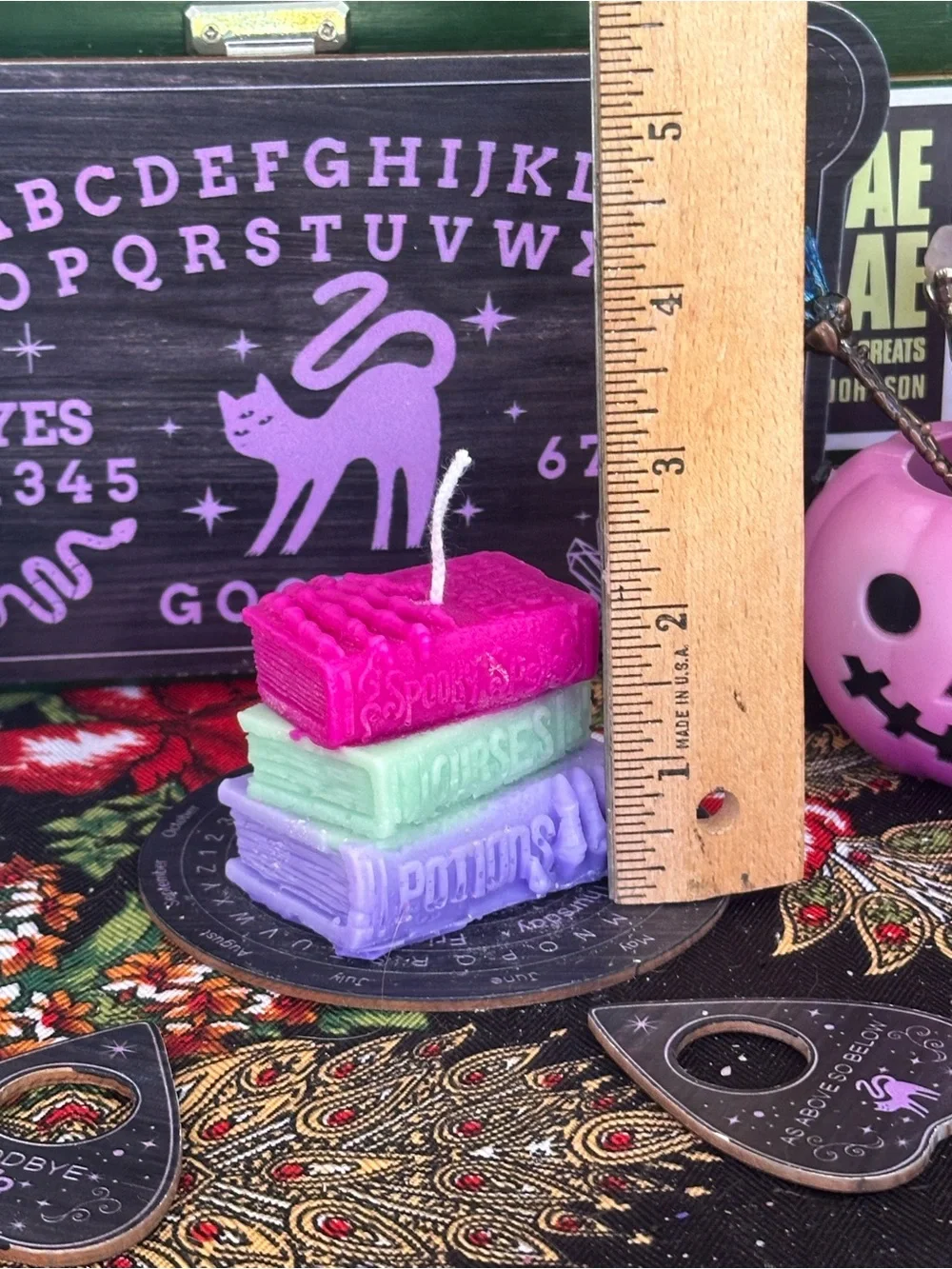 Mini Stacked Spell Books Candle | Witchy Book Candle | Gothic Library Decor